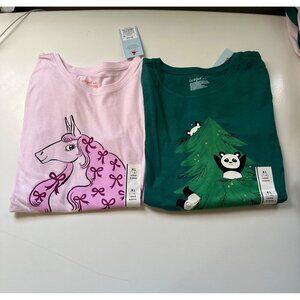 Cat & Jack Little Girls long sleeve graphic tee’s set of 2 size XL (14) NWT